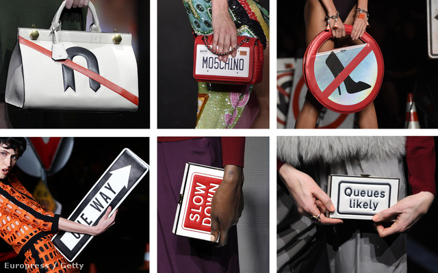 Anya Hindmarch vs. Moschino: idén ősszel az igazi divatmániások nem kerülhetik el a közlekedési táblás táskákat.