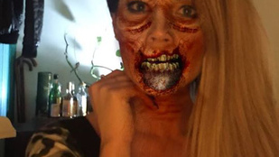 Baukó VV Éva zombis dekoltázsban adta elő a halloweent