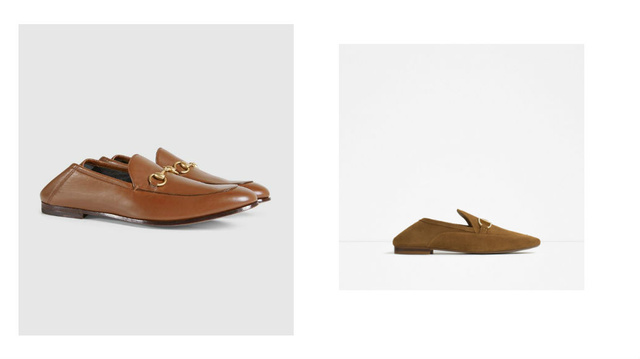 Most komolyan!!! A baloldali amúgy egy Gucci-cipő 178 ezer forintért, míg a szomorú mása Zara, 14.995 Ft.