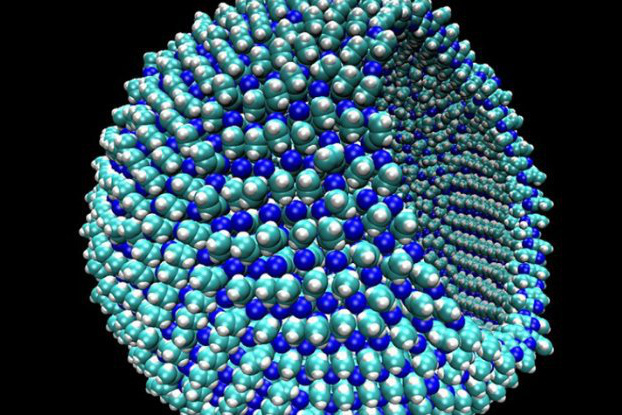 Egy 9 nanométeres azosztóma ábrázolása, ami körülbelül akkora, mint egy vírus