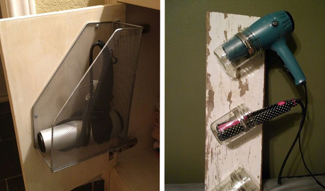 Gyors és egyszerű fürdőszoba hack: DIY hajszárítótartó