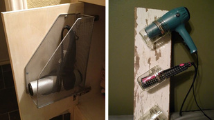 Gyors és egyszerű fürdőszoba hack: DIY hajszárítótartó