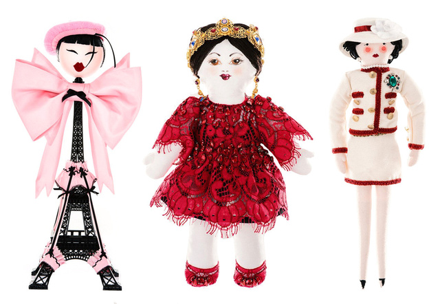 Balról jobbra a babák készítői: Chantal Thomass, Dolce&Gabbana, Chanel