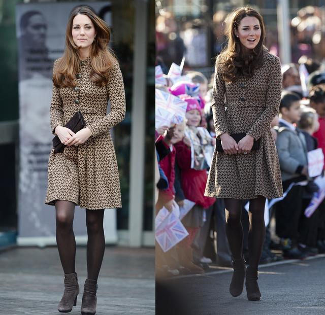 Katalin hercegné a bal oldali képen 2013 november 19-én, a jobb oldali képen 2012 február 21-én szerepel.