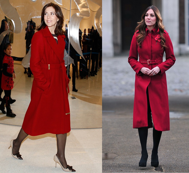 Piros kabát: Mária 2012 decemberében, Katalin 2013 novemberében viseli. És persze rengeteg más alkalommal is.