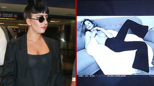 Lady Gaga melltartó nélkül flangált