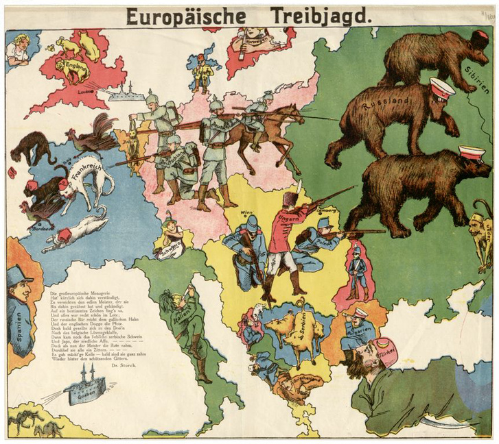 Europäische Treibjagd - Európai hajtóvadászat (1914)
                        (OSZK Térképtár, T 3 157)