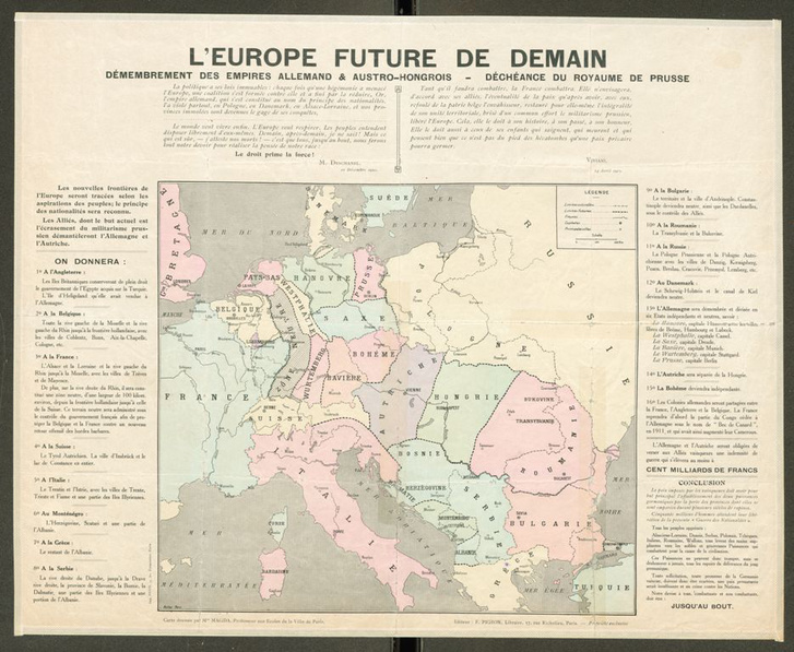 L'Europe future de demain démembrement des empires Allemand & Austro-Hongrois - déchéanche du Royaume Prussie (1915)
                        (OSZK Térképtár, T 9 354)