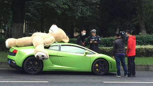Túlméretes medvéje miatt meszelték le a Lamborghinist