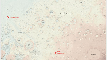 Részletes térkép a Marsról, ahol A marsi főhőse járt