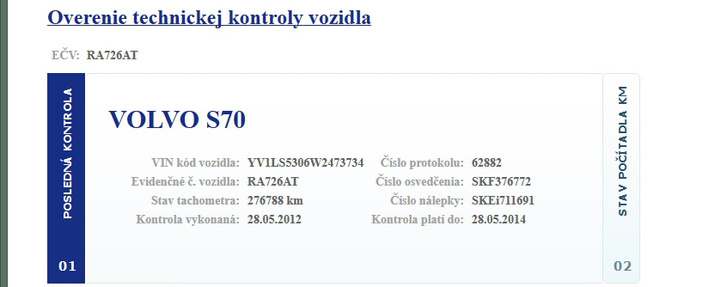 S70-es Volvóm vizsgája 2014 májusáig volt érvényes Szlovákiában, akkor már azonban rég Magyarországon volt forgalomban