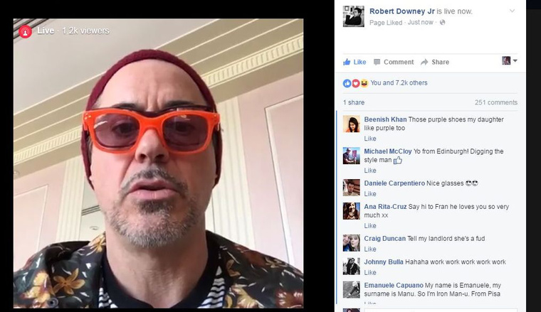 Robert Downey Jr. tehát a Facebookon, élőben reagált a rajongók kommentjeire.