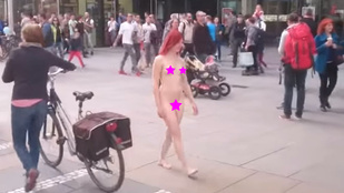 Meztelen nő sétált Drezda bevásárlóutcáján