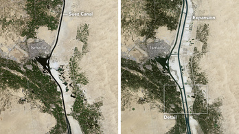 Műholdról is látszik, milyen komoly változáson ment át a Szuezi-csatorna