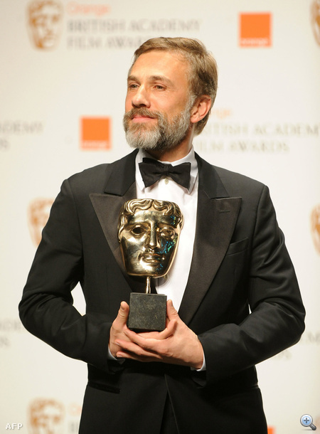 UNITED KINGDOM, London : Austrian actor Christoph Waltz poses for photographers with his British Academy of Film Award (BAFTA) for 'Best supporting actor' for 'Inglourious Basterds' at the Royal Opera House in central London, on February 21, 2010. AFP PHOTO/Ben Stansall