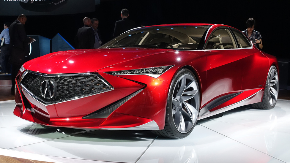 A Mazda folyamatosan arról beszél, micsoda trükköket művel a felszínek, a fényezés, a fények és az ezek hármasából adódó kontrasztok játékával, jellemzően metálpiros színben. Akkor álljon itt az Acura (azaz Honda) tanulmányautója egy standdal arrébról