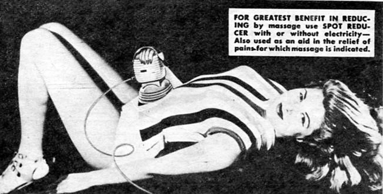1959: a Spot Reducer elektromos kézi masszírozógép szinte leradírozta a nemkívánatos súlyfelesleget a testről.