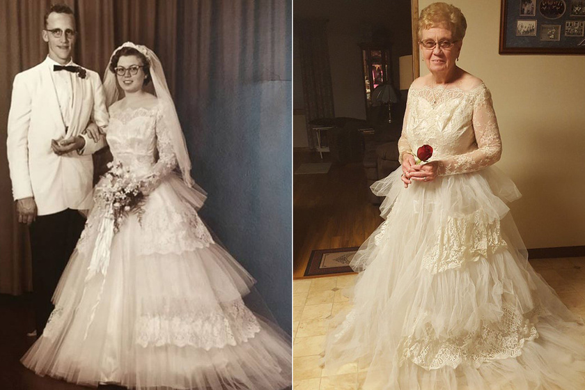 60 év után vette fel az esküvői ruháját: gyönyörű ma is a 80 éves asszony
