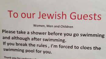 Svájci hotel: A zsidók fürödjenek le, mielőtt a medencébe mennek
