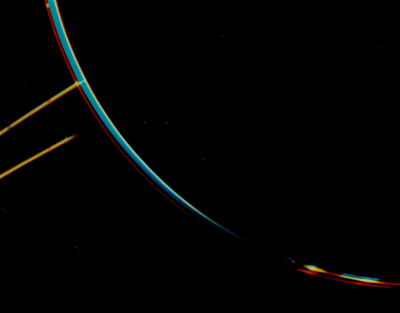 Közelebbi felvétel a Jupiter gyűrűiről. A Voyager 2 űrszonda 1,45 millió kilométerre távolodott a bolygótól, amikor ezt a képet készítette