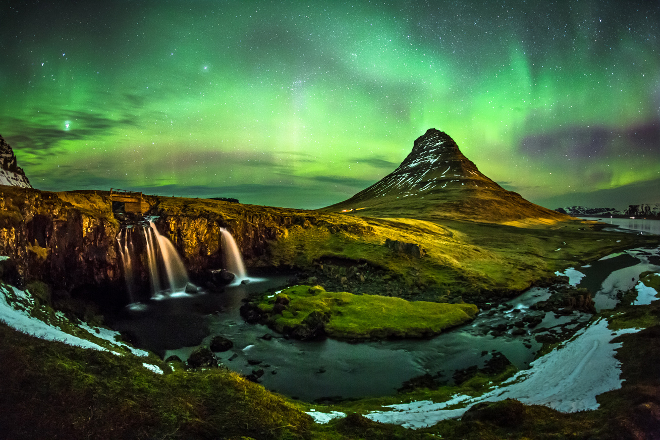 1-Aurora borealis at Mount Kirkjufell Iceland