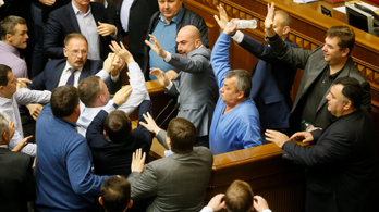 Dulakodtak az ukrán képviselők a parlamentben
