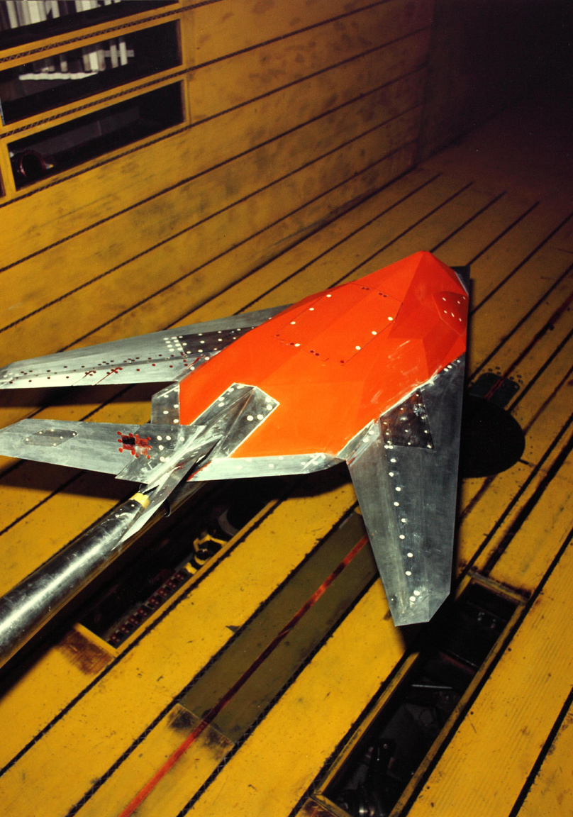 Az F-117 modellje szélcsatornában, a nyolcvanas évek elején.