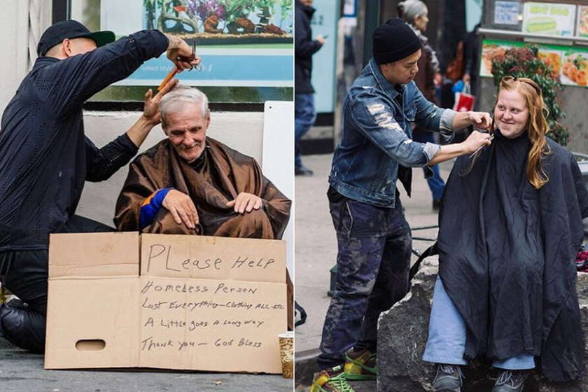 Hajléktalanok haját vágja le ingyen a fiatal fodrász - Előtte-utána fotókon az átalakulások