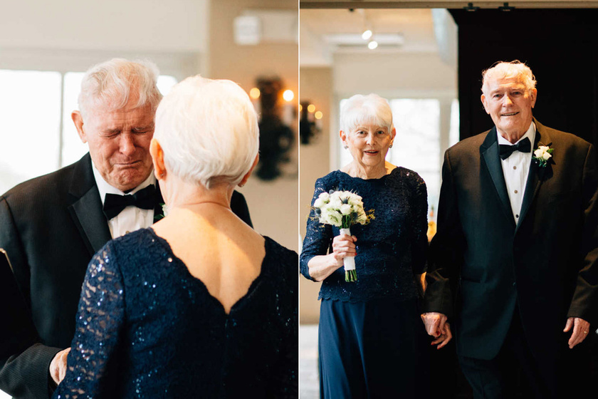 Zokogott a boldogságtól a 83 éves vőlegény, amikor meglátta 77 éves szerelmét