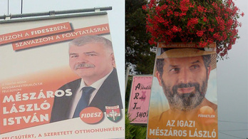 A Kétfarkú a Fidesz-jelölt neve mellett a narancsos plakátot is lemásolta
