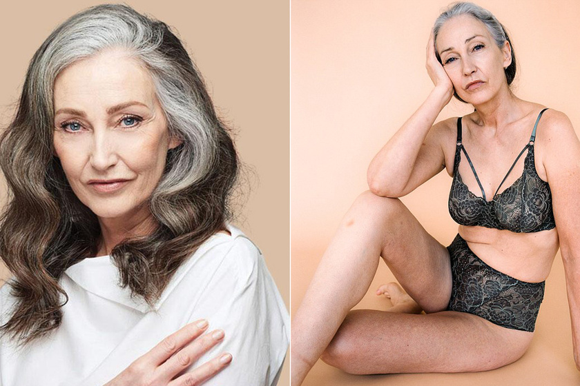 Az 58 éves modell retusálatlanul mutatta meg testét - Szexi, csipkés fehérneműben pózol
