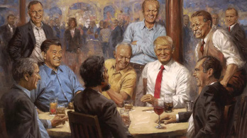 Kocsmajelenetben festette magát elődei közé Trump