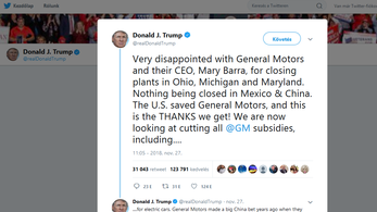 Trump nagyon berágott a General Motors-ra, megvonná tőlük az állami támogatást