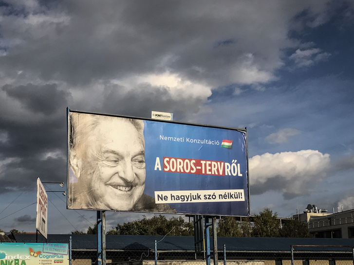 "National consultation on the Soros-plan. Let's not stay silent!" Government campaign from late 2017.