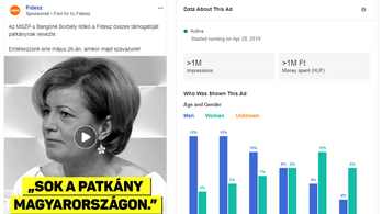 Egy nap alatt egymillió forintot költött a Fidesz a Bangóné elleni videó reklámozására