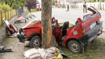 Fának csapódott és összeroncsolódott egy autó Győrújfalun, egy ember meghalt