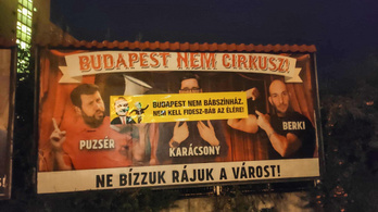 Tarlós-ujjbábokkal ragasztották át a Fidelitas cirkuszos plakátjait