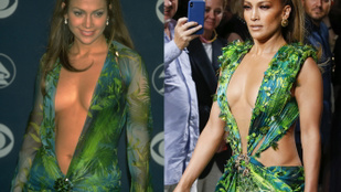 Jennifer Lopeznek új verziót csinált a Versace a legendás, 20 évvel ezelőtti zöld estélyiből