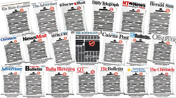 Kihúzott oldalakkal tüntetnek az ausztrál lapok a kormány ellen
