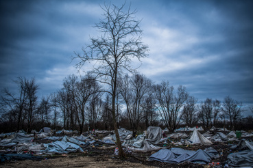 Hír-eseményfotó 2. díjBalogh Zoltán: Vucjak a kiürítés után 
                        A felszámolás alatt álló, Bihácshoz közeli vucjaki tábor 2019. december 11-én. A horvát határhoz közeli táborban sátorozó migránsokat előző nap szállították el a boszniai hatóságok a táborban fennálló élhetetlen körülmények, a víz és az alap szükségletek hiánya miatt. Több száz migránst szállítottak a táborból az ország más befogadóközpontjaiba.
                        
