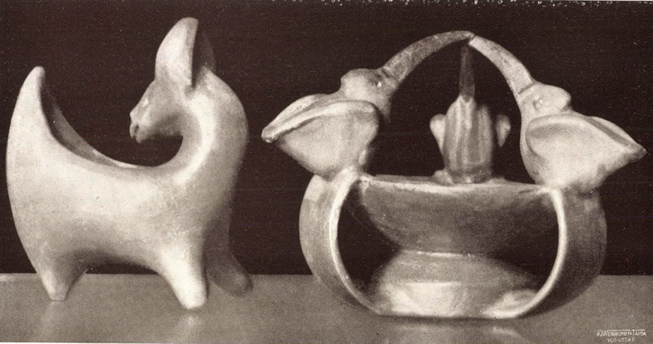 Gorka Géza kerámiái - Magyar Iparművészet 1929, balra a híres zöld szamár