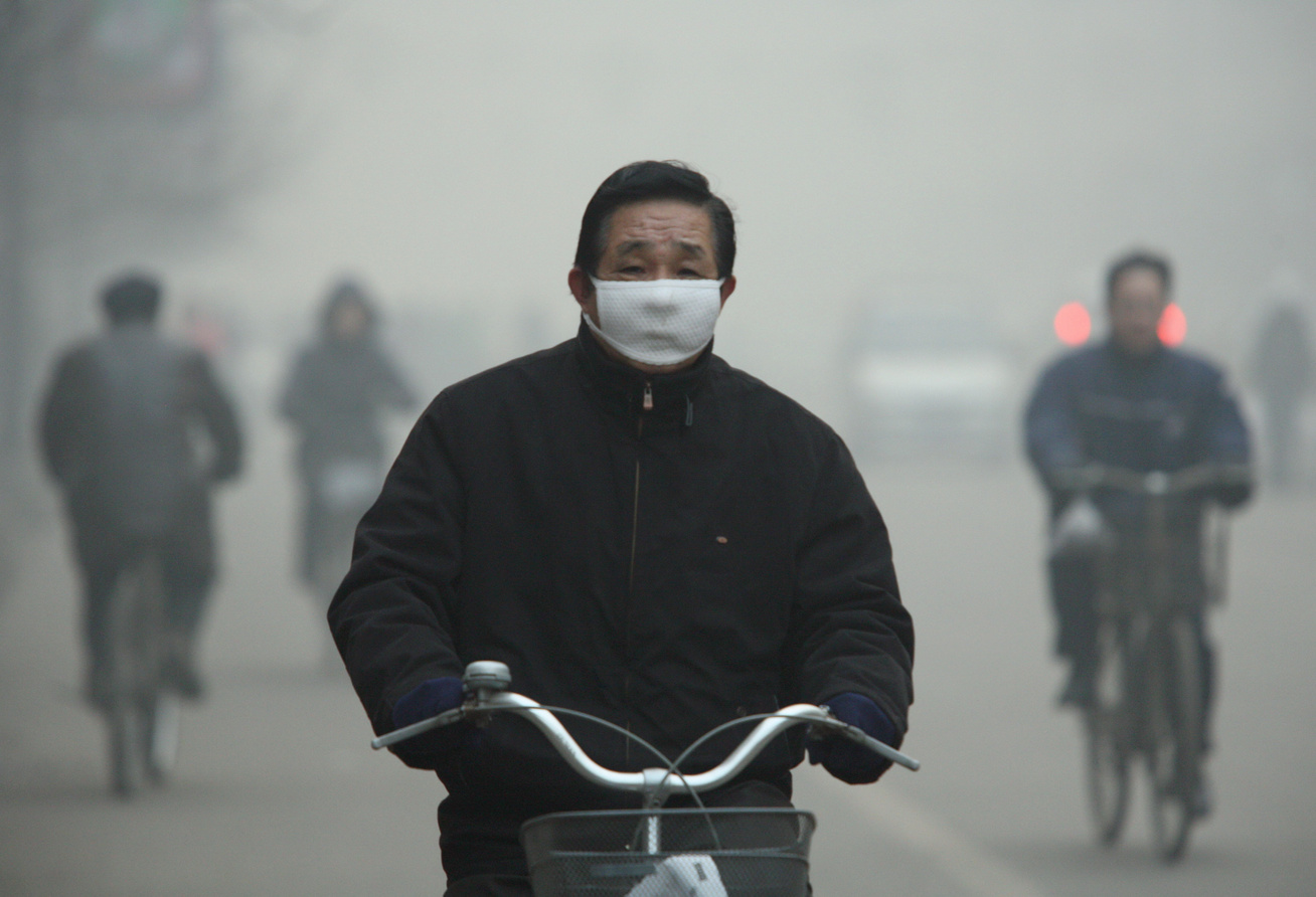 kína légszennyezettség bicikli