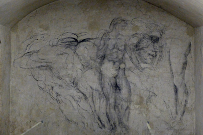 Arrébb tolták a szekrényt, és egy titkos ajtóra leltek: Michelangelo egykori rejtekhelyére vitt, rajzokkal a falon