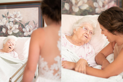 Haldokló nagymamáját lepte meg a hospice-házban a menyasszony: szívfacsaró fotókon az idős hölgy reakciója
