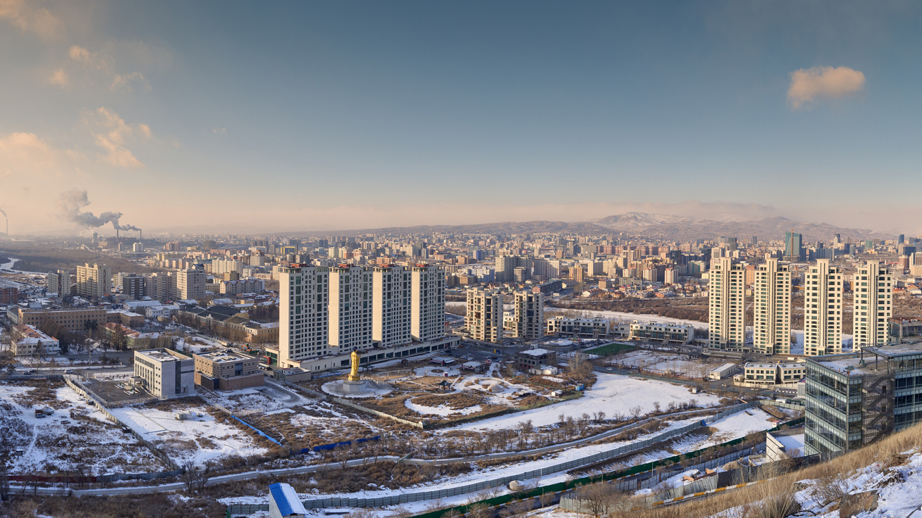 ulánbátor város lakótelep tél