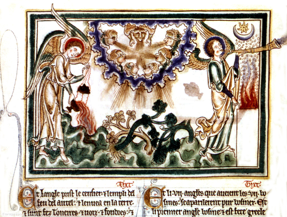 XIII. századi francia apokalipszis-illusztráció a Párizsi Nemzeti Könyvtárból.