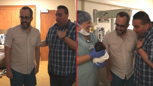 Egy melegpár publikálta a videót a pillanatról, amikor először kezükbe vehették újszülött lányukat