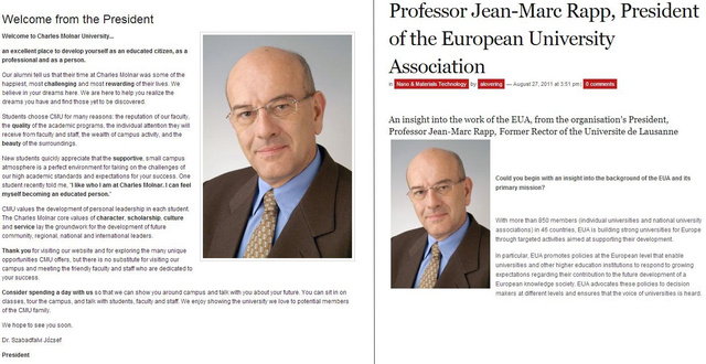 Balra a CMU elnöke Dr. Szabadfalvi József, jobbra a  Dr. Jean-Marc Rappra svájci professzor