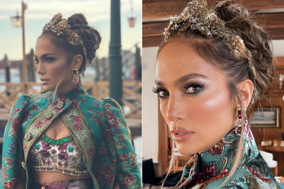 Jennifer Lopez istennőként tündökölt: virágmintás ruhában keltett feltűnést a divatshow-n
