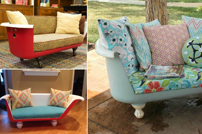 Kidobott, régi tárgyakból stílusos bútorok: kiszuperált kádból pazar kanapé, régi székből csodás falipolc